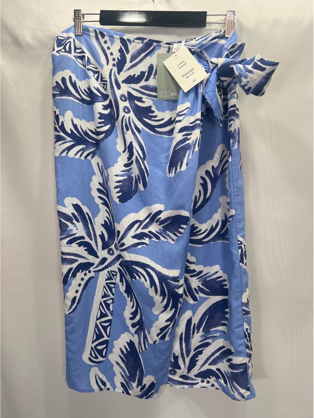 NWT H&M Linen Blend Wrap Skirt Women's Size 14 Summery Beach
